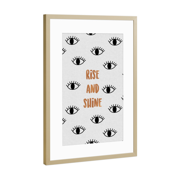 Poster mit Rahmen Gold "Rise And Shine Festival" artboxONE - Typografie,Sport / Motivation