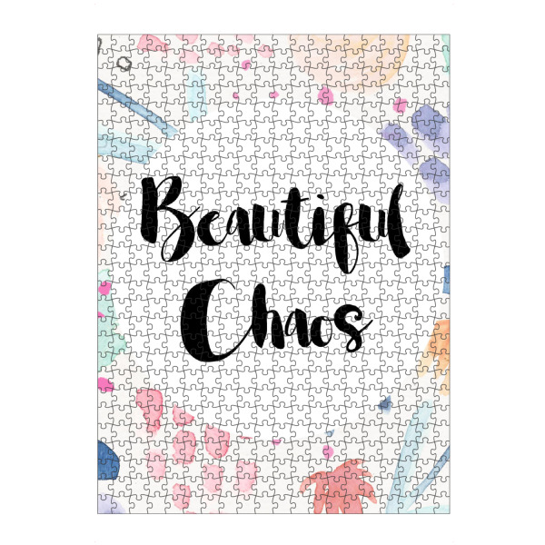 artboxONE Puzzle "Beautiful Chaos" artboxONE - Liebe,Festivals - Schön,Zitatdruck,Aquarell,Chaos zitat,Mehrfarbig,Modern,Hell,Mit blumen