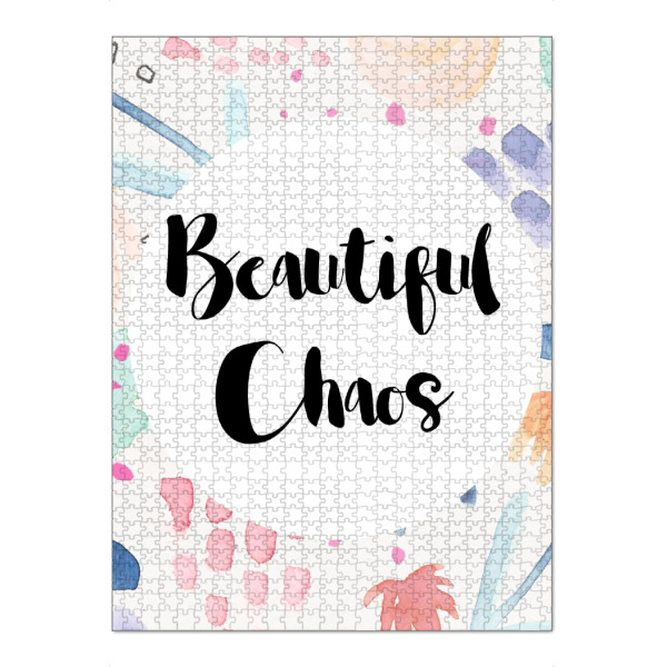 Puzzle Ravensburger "Beautiful Chaos" artboxONE - Liebe,Festivals - Schön,Zitatdruck,Aquarell,Chaos zitat,Mehrfarbig,Modern,Hell,Mit blumen