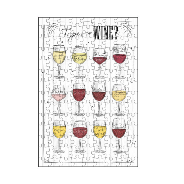 artboxONE Puzzle "Types of Wine 03" artboxONE - Essen & Trinken,Schwarzweiß,Essen & Trinken / Alkohol