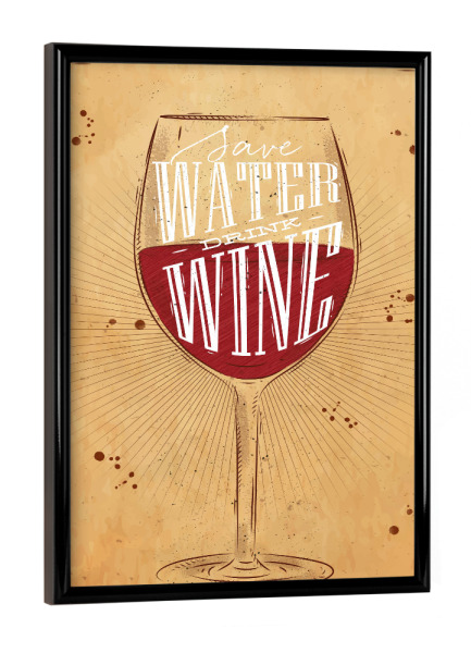 Poster mit schwarzem Rahmen "Save Water 03" artboxONE - Schwarzweiß,Essen & Trinken / Alkohol