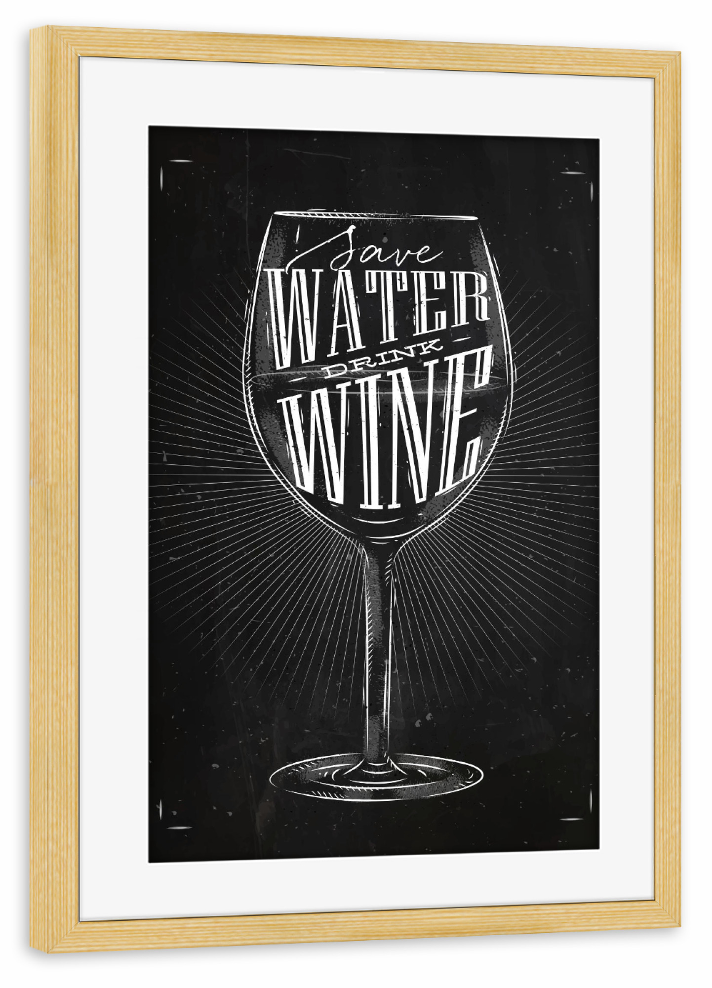 Poster mit Rahmen kiefer "Save Water 01" artboxONE - Schwarzweiß,Essen & Trinken / Alkohol