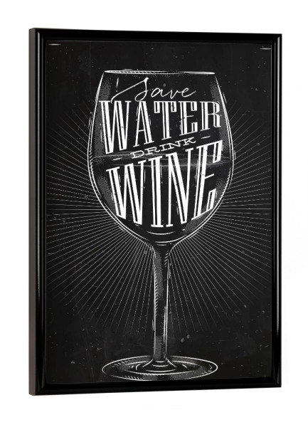 Poster mit schwarzem Rahmen "Save Water 01" artboxONE - Schwarzweiß,Essen & Trinken / Alkohol