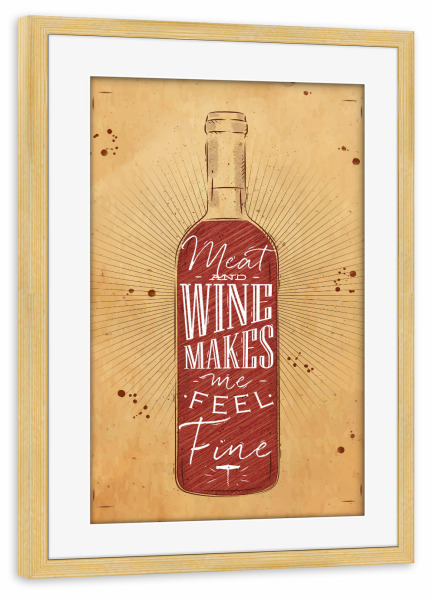 Poster mit Rahmen kiefer "Meat and Wine 01" artboxONE - Essen & Trinken / Alkohol
