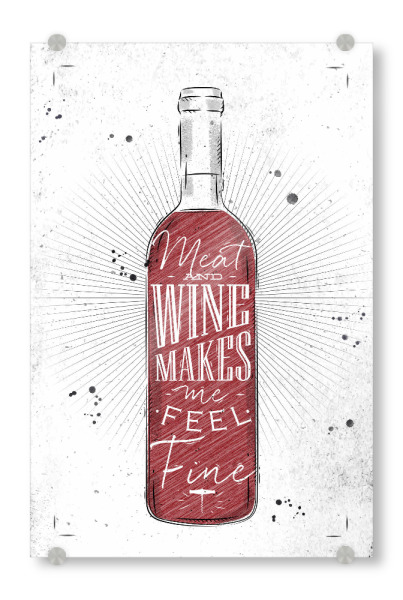 Acrylglasbild "Meat and Wine 02" artboxONE - Schwarzweiß,Essen & Trinken / Alkohol