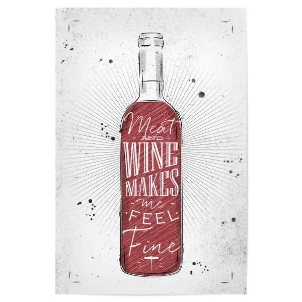 Poster "Meat and Wine 02" artboxONE - Schwarzweiß,Essen & Trinken / Alkohol