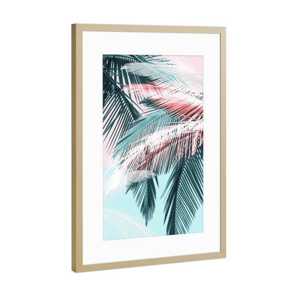 Poster mit Rahmen Gold "Tropical palms" artboxONE - Natur,Floral,Abstrakt,Geometrie,Festivals - Tropisch,Palme,Natur,Beach,Strand