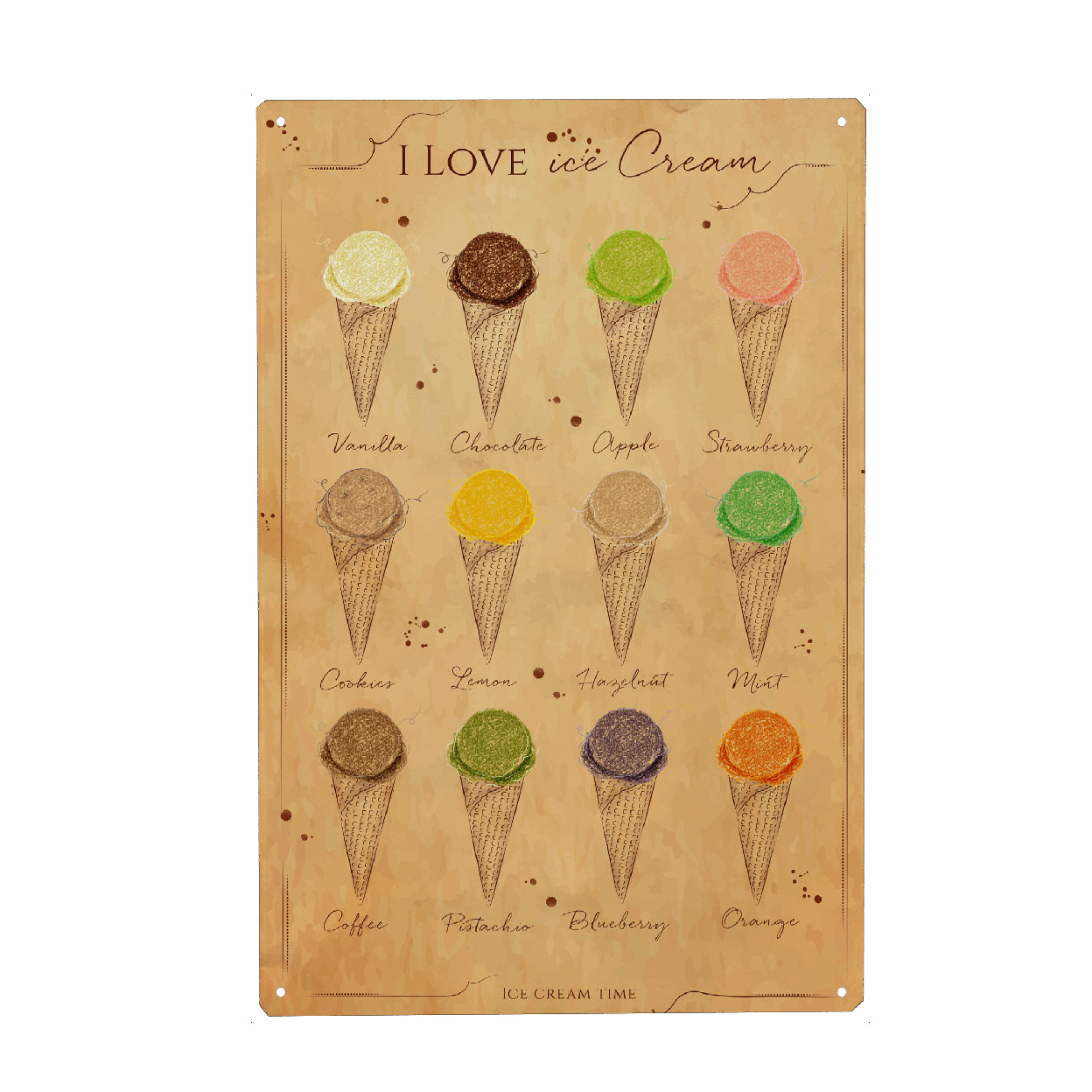 Holzbild "Ice cream menu 03" artboxONE - Essen & Trinken,Schwarzweiß,Festivals