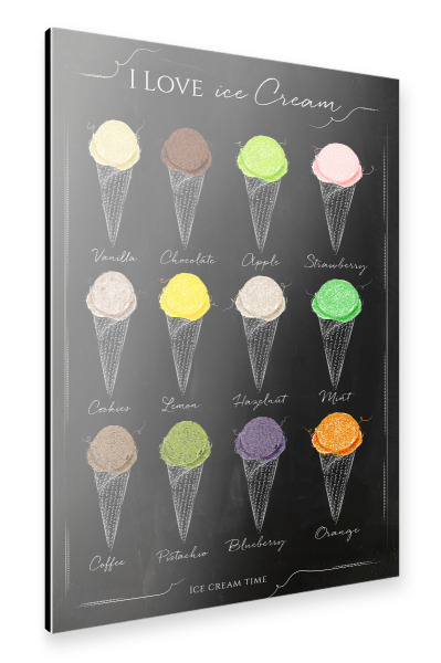 Alu-Dibond "Ice cream menu chalk" 30x20 cm artboxONE