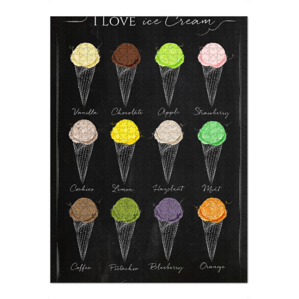 Puzzle Ravensburger "Ice cream menu chalk" artboxONE - Essen & Trinken,Schwarzweiß,Festivals