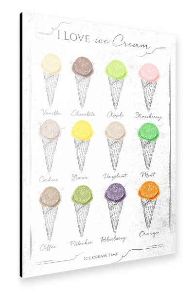 Alu-Dibond "Ice cream menu 04" 30x20 cm artboxONE