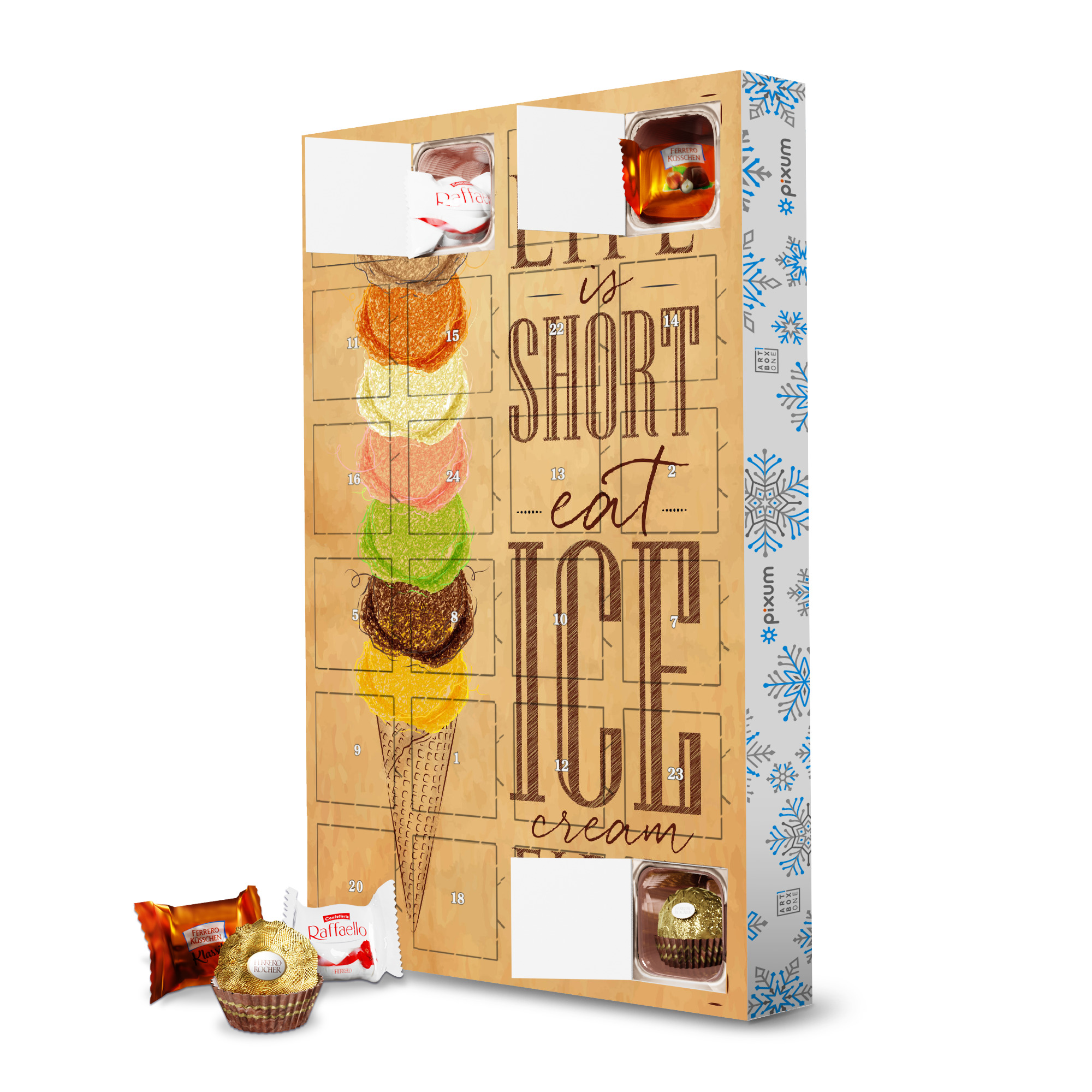 Adventskalender mit Ferrero Pralinen Eat ice cream first 01 artboxONE Adventskalender Essen & Trinken
