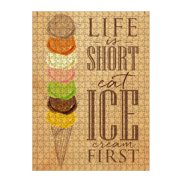 Puzzle Ravensburger "Eat ice cream first 01" artboxONE - Essen & Trinken,Schwarzweiß,Festivals
