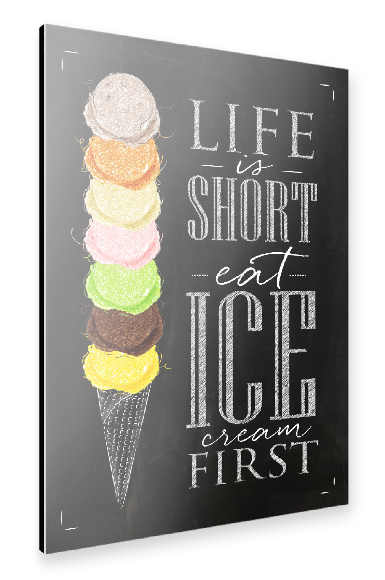 Alu-Dibond "Eat ice cream first 02" 30x20 cm artboxONE