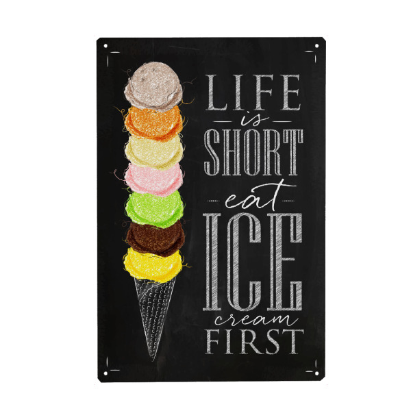 Metall Poster "Eat ice cream first 02" artboxONE - Essen & Trinken