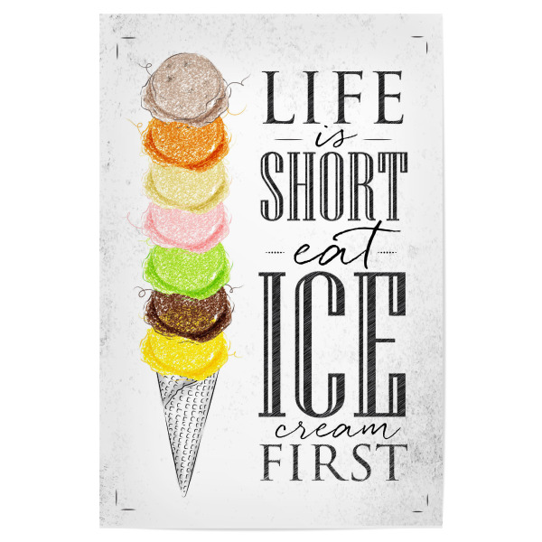 Poster "Eat ice cream first 03" artboxONE - Essen & Trinken,Schwarzweiß