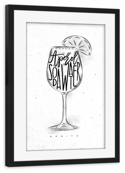 Poster mit Rahmen schwarz "Spritz cocktail white" artboxONE - Schwarzweiß,Essen & Trinken / Alkohol,Festivals