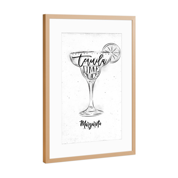 Poster mit Rahmen Kupfer "Margarita cocktail white" artboxONE - Schwarzweiß,Essen & Trinken / Alkohol,Festivals