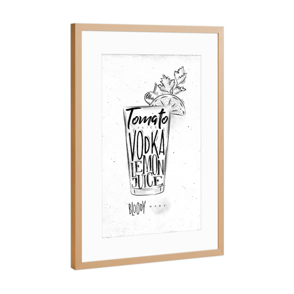 Poster mit Rahmen Kupfer "Bloody mary cocktail" artboxONE - Schwarzweiß,Essen & Trinken / Alkohol,Festivals