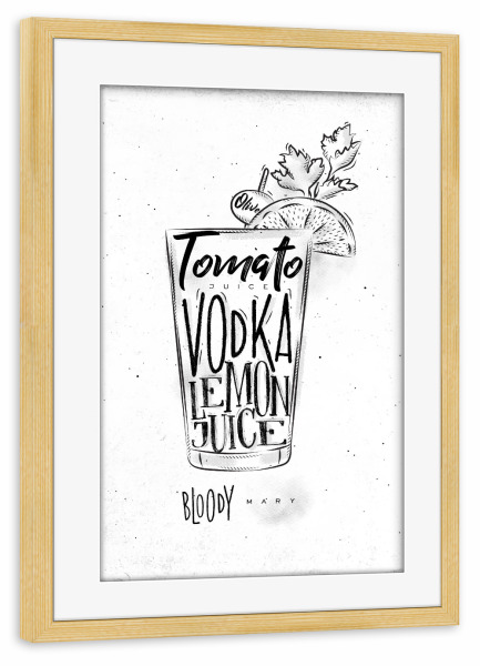 Poster mit Rahmen kiefer "Bloody mary cocktail" artboxONE - Schwarzweiß,Essen & Trinken / Alkohol,Festivals