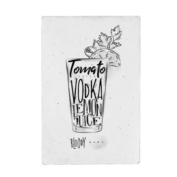 Metall Poster "Bloody mary cocktail" artboxONE - Schwarzweiß,Essen & Trinken / Alkohol,Festivals