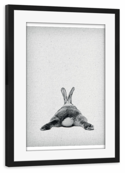 Poster mit Rahmen schwarz "Rabbits Back" artboxONE - Für Kinder,Tiere,Schwarzweiß