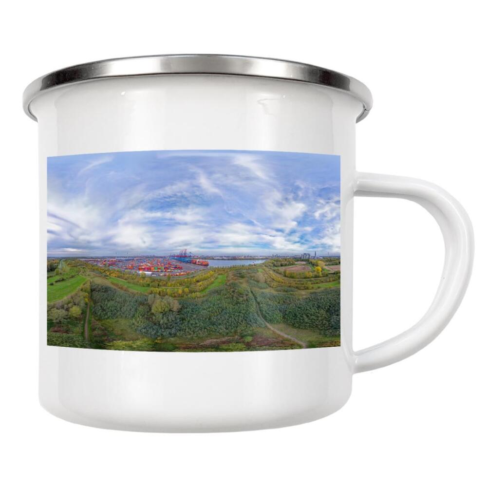 Emaille Tasse "Park in Hamburg-Moorburg" artboxONE - Städte,Städte / Hamburg,Natur,Reise,Architektur