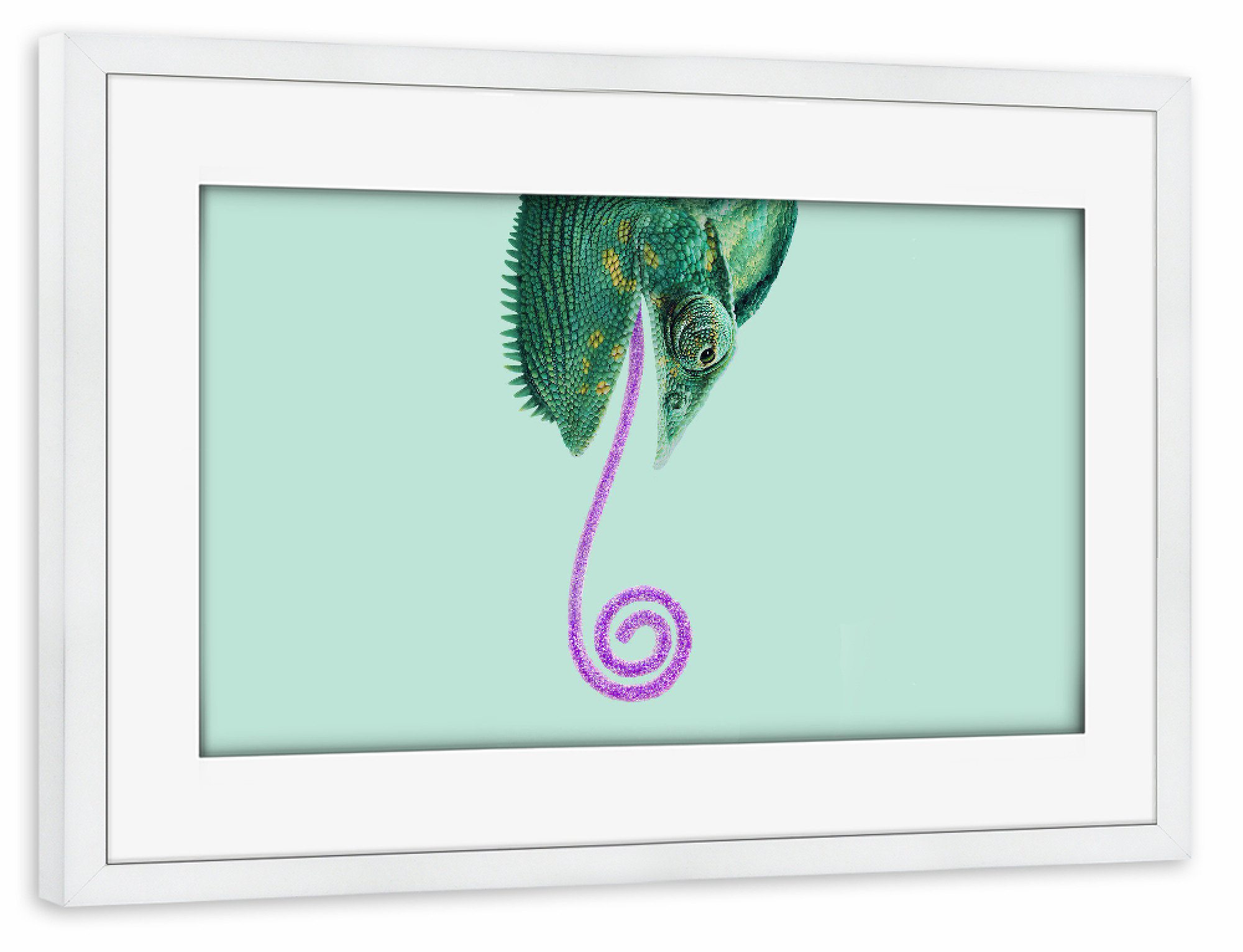 Poster mit Rahmen weiß "CANDY CHAMELEON" artboxONE - Natur,Für Kinder,Tiere,Essen & Trinken,Comic,Fiktion