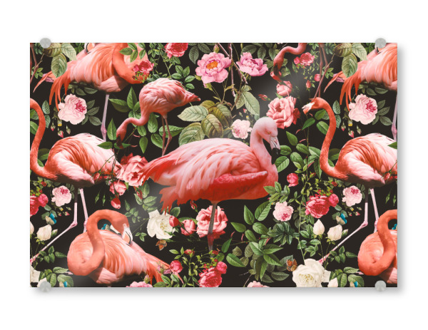 Acrylglasbild "Floral and Flamingo Pattern" artboxONE - Floral,Tiere,Festivals