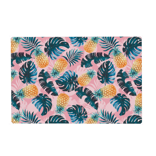 Holzbild "Pineapple and Leaf Pattern" artboxONE - Natur,Floral,Festivals - Floral,Pineapple,Summer,Spring,Vintage,Retro