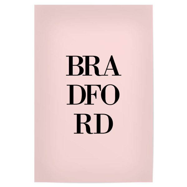 Poster "Bradford Rosa" artboxONE - Städte,Typografie,Schwarzweiß,Städte / Weitere