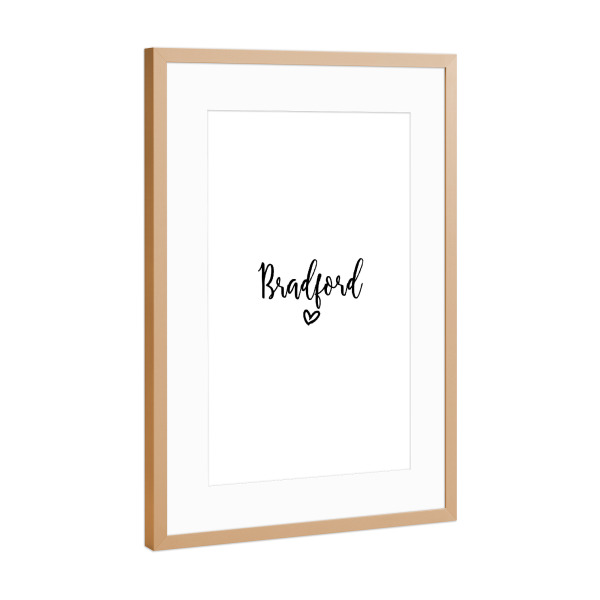 Poster mit Rahmen Kupfer "I Heart Bradford" artboxONE - Städte,Typografie,Schwarzweiß,Städte / Weitere