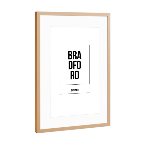 Poster mit Rahmen Kupfer "Bradford Square" artboxONE - Städte,Typografie,Schwarzweiß,Städte / Weitere