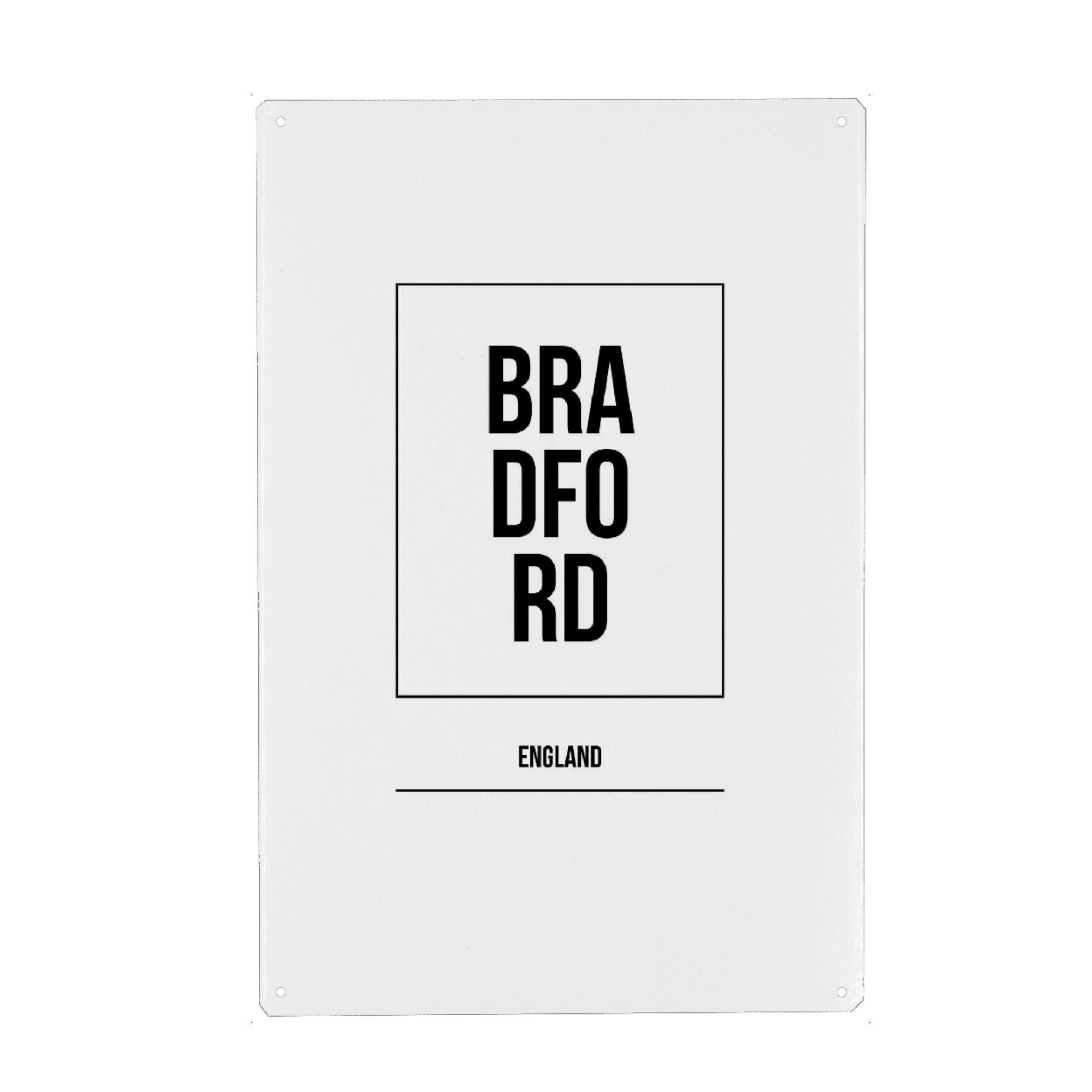 Metall Poster "Bradford Square" artboxONE - Städte,Typografie,Schwarzweiß,Städte / Weitere
