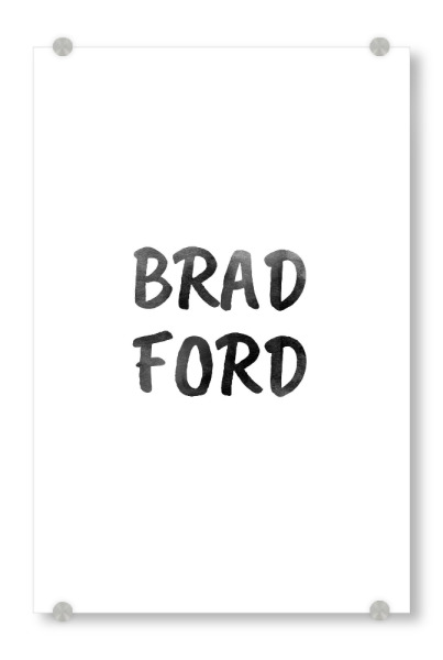 Acrylglasbild "Bradford Aquarell SW" artboxONE - Städte,Typografie,Schwarzweiß,Städte / Weitere