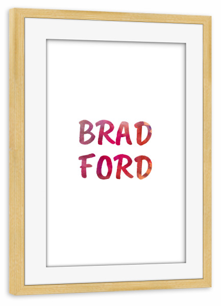 Poster mit Rahmen kiefer "Bradford Aquarell Bunt" artboxONE - Städte,Typografie,Städte / Weitere