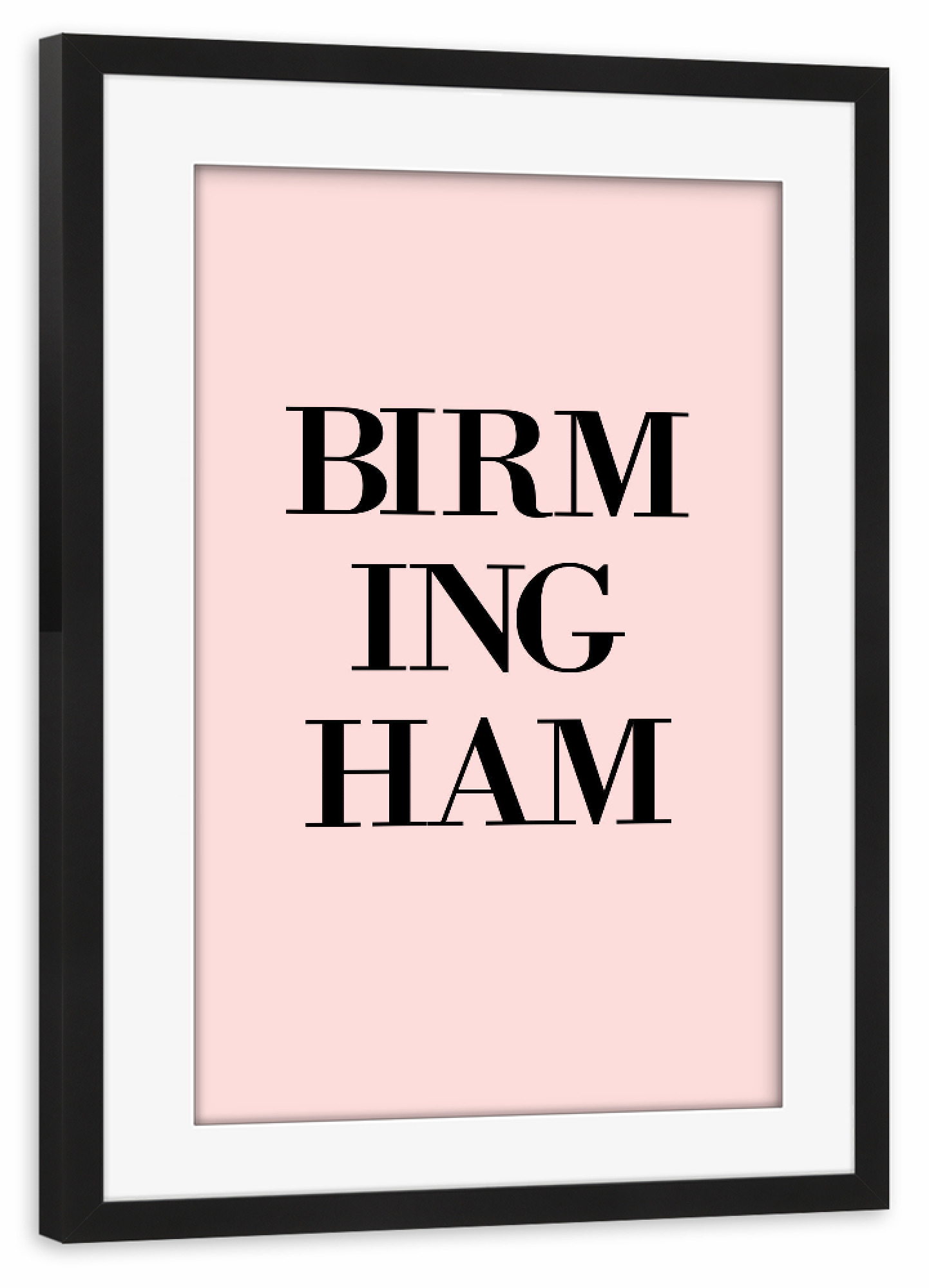 Poster mit Rahmen schwarz "Birmingham Rosa" artboxONE - Städte,Typografie,Städte / Weitere