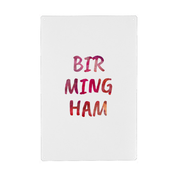 Metall Poster "Birmingham Aquarell Bunt" artboxONE - Städte,Typografie,Städte / Weitere