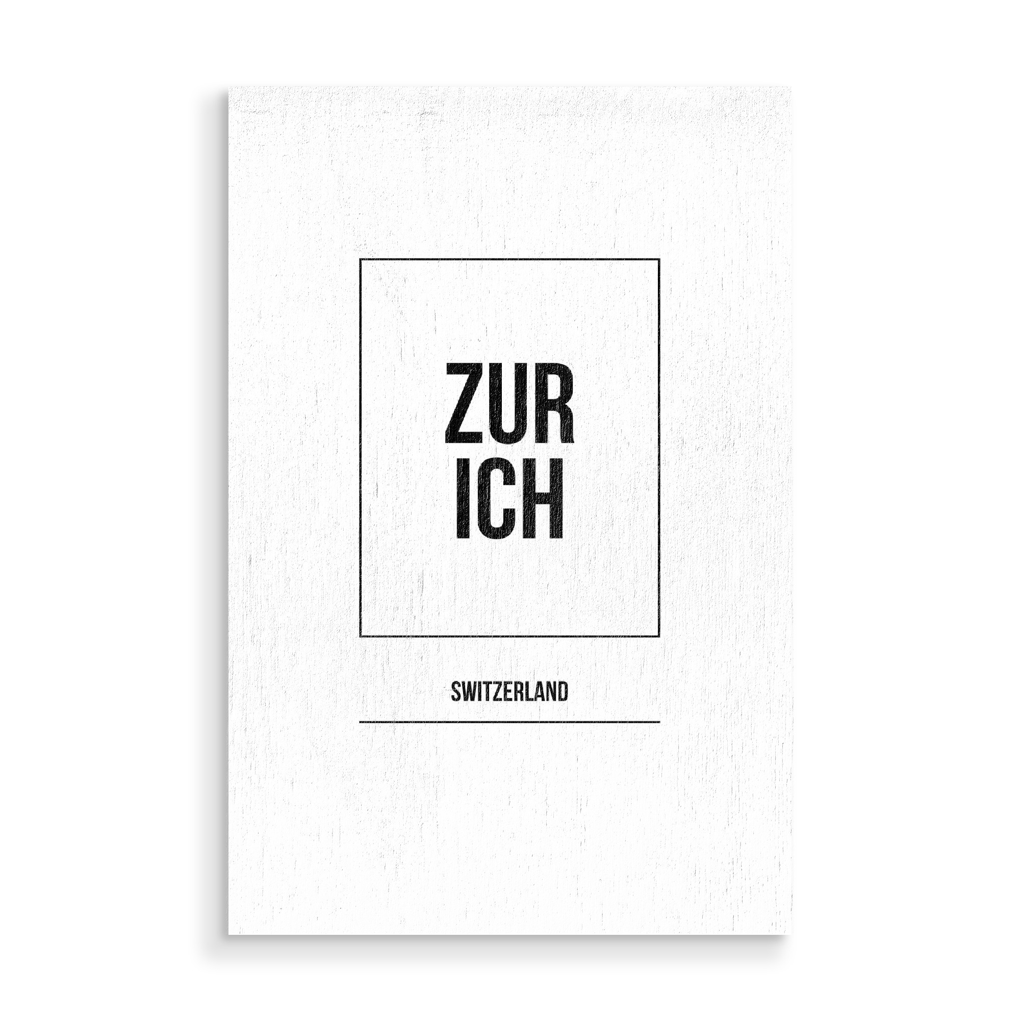 Holzbild "Zurich Square" artboxONE - Städte,Typografie,Schwarzweiß,Städte / Zürich - Schweiz,Suisse,Switzerland,Buchstaben,Schrift,Letters,Europa