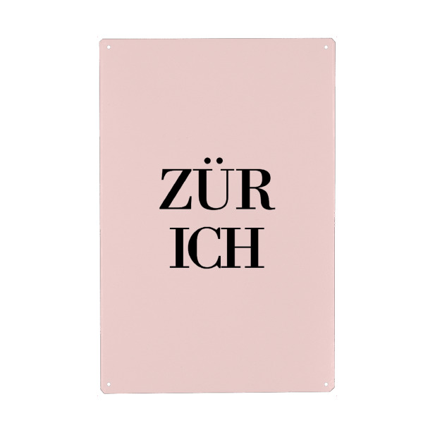 Metall Poster "Zürich Rosa" artboxONE - Städte,Typografie,Städte / Zürich - Schweiz,Suisse,Switzerland,Buchstaben,Schrift,Letters,Europa