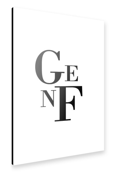 Alu-Dibond "Genf Buchstabensalat" 30x20 cm artboxONE