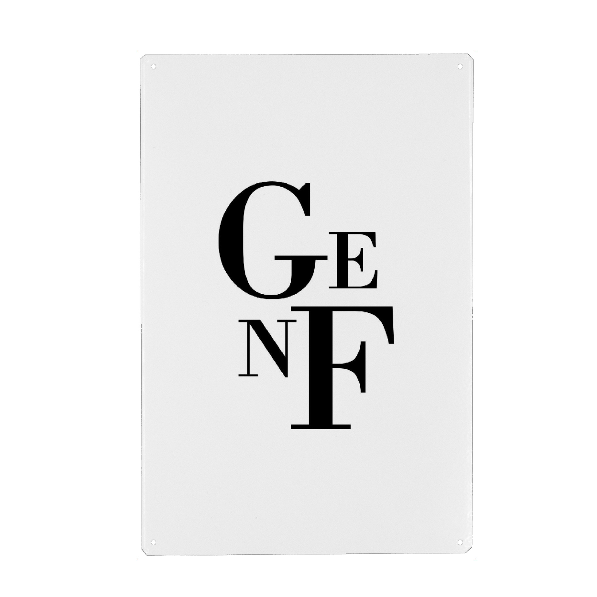 Holzbild "Genf Buchstabensalat" artboxONE - Städte,Typografie,Schwarzweiß,Städte / Weitere