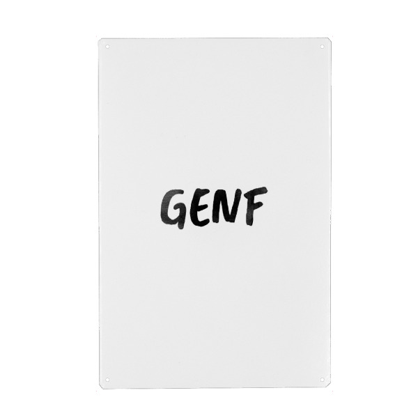 Metall Poster "Genf Aquarell SW" artboxONE - Städte,Typografie,Schwarzweiß,Städte / Weitere