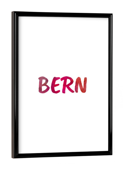 Poster mit schwarzem Rahmen "Bern Aquarell Bunt" artboxONE - Städte,Typografie,Städte / Weitere