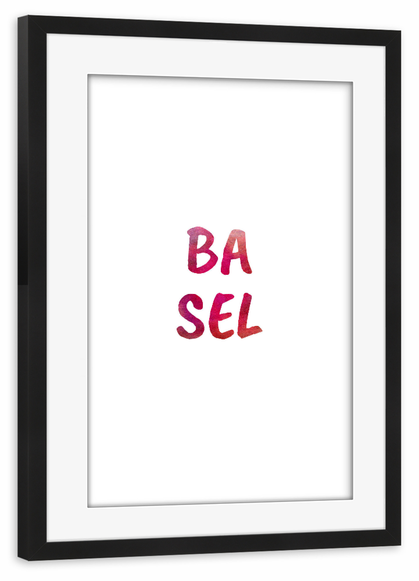 Poster mit Rahmen schwarz "Basel Aquarell Bunt" artboxONE - Städte,Typografie,Städte / Weitere