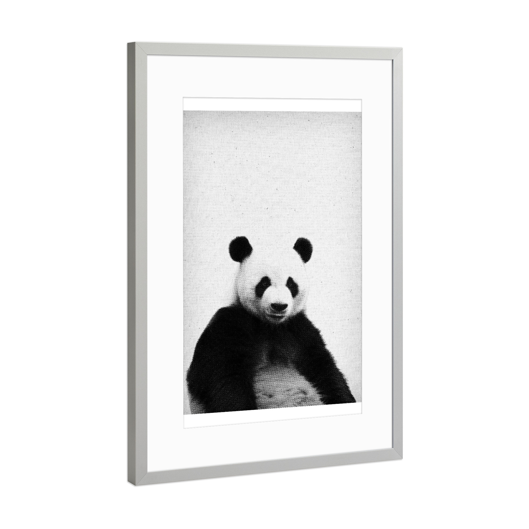 Poster mit Rahmen Silber "Panda 04" artboxONE - Natur,Tiere,Schwarzweiß - Panda,Bär,Tier,Schwarz,Weiß,Wildtier,Wald,Süß,Niedlich,Teddy