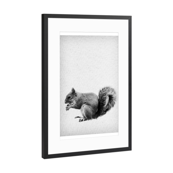 Poster mit Rahmen Schwarz (Metallic) "Squirrel 03" artboxONE - Natur,Für Kinder,Tiere,Abstrakt,Schwarzweiß