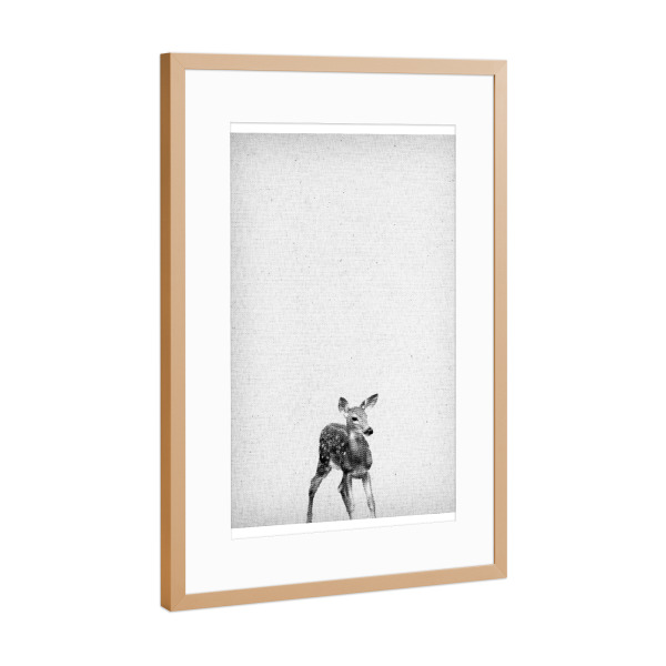 Poster mit Rahmen Kupfer "Rehkitz 03" artboxONE - Natur,Für Kinder,Tiere,Abstrakt,Schwarzweiß - Rehkitz,Bambi,Tier,Natur,Wald,Reh