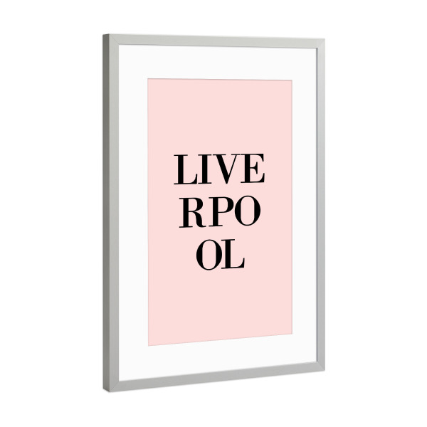 Poster mit Rahmen Silber "Liverpool Rosa" artboxONE - Städte,Typografie,Städte / Weitere