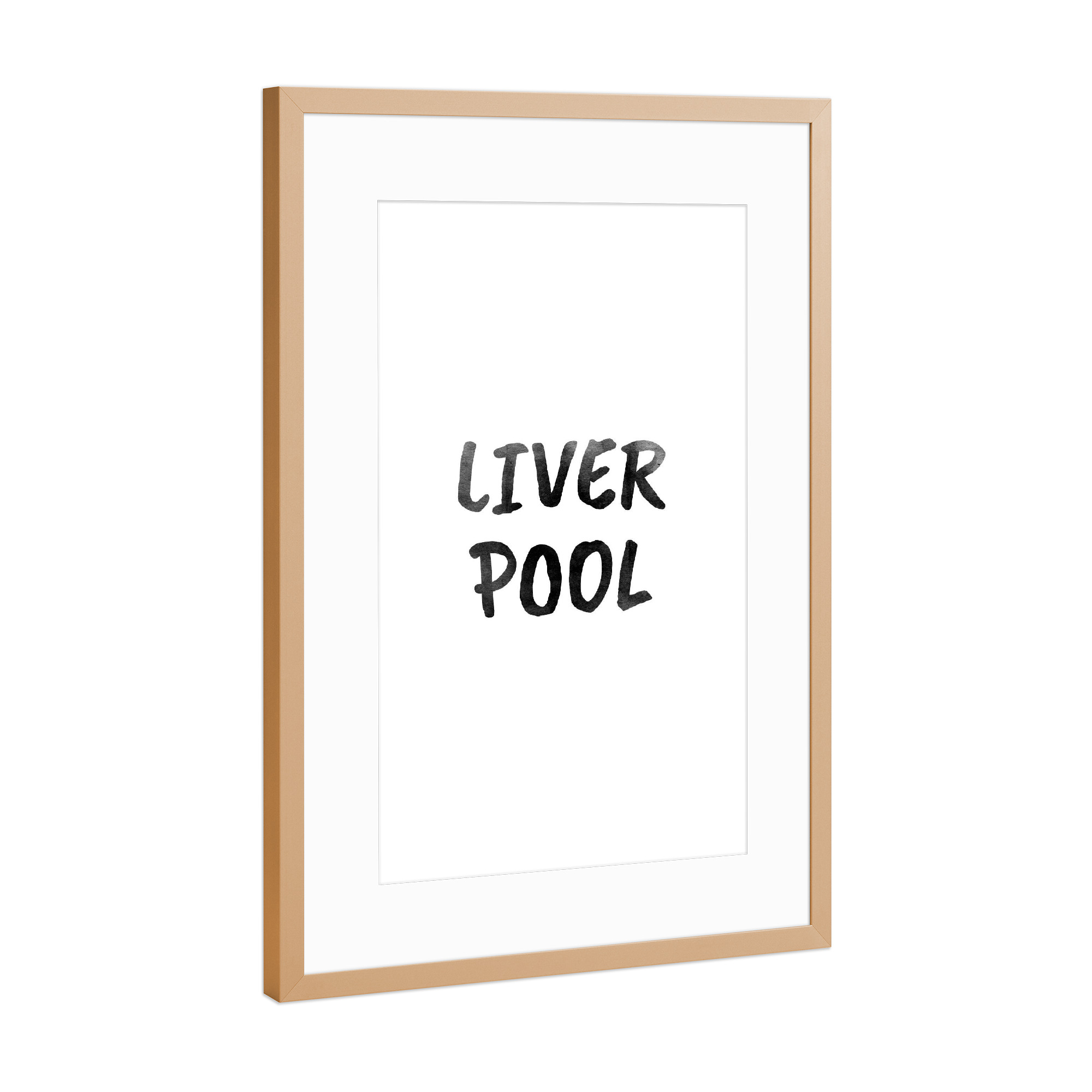 Poster mit Rahmen Kupfer "Liverpool Aquarell SW" artboxONE - Städte,Typografie,Schwarzweiß,Städte / Weitere